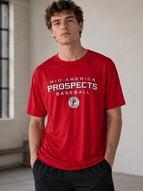 Sport-Tek Mid-America Prospects Baseball Performance Shirt Red Large Athletic